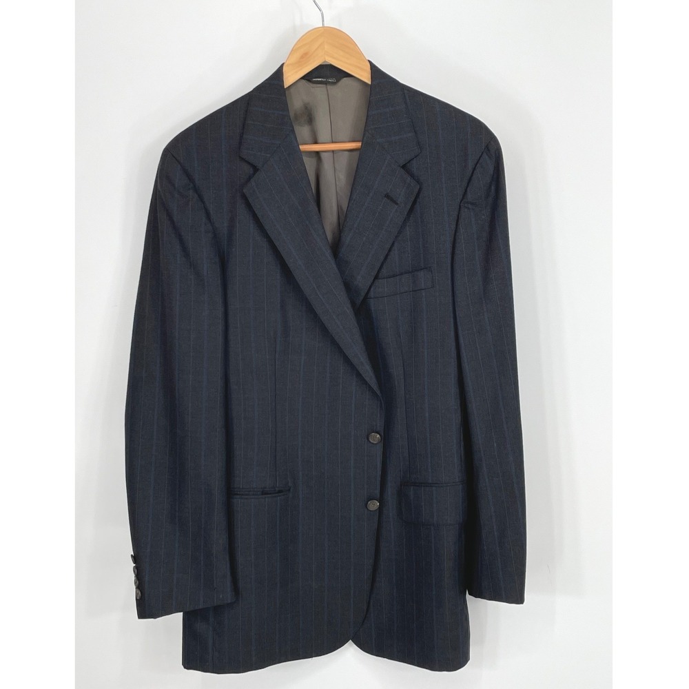 Polo University Ralph Lauren Men Blazer 40R Blazer Charcoal Blue Pinstripe USA